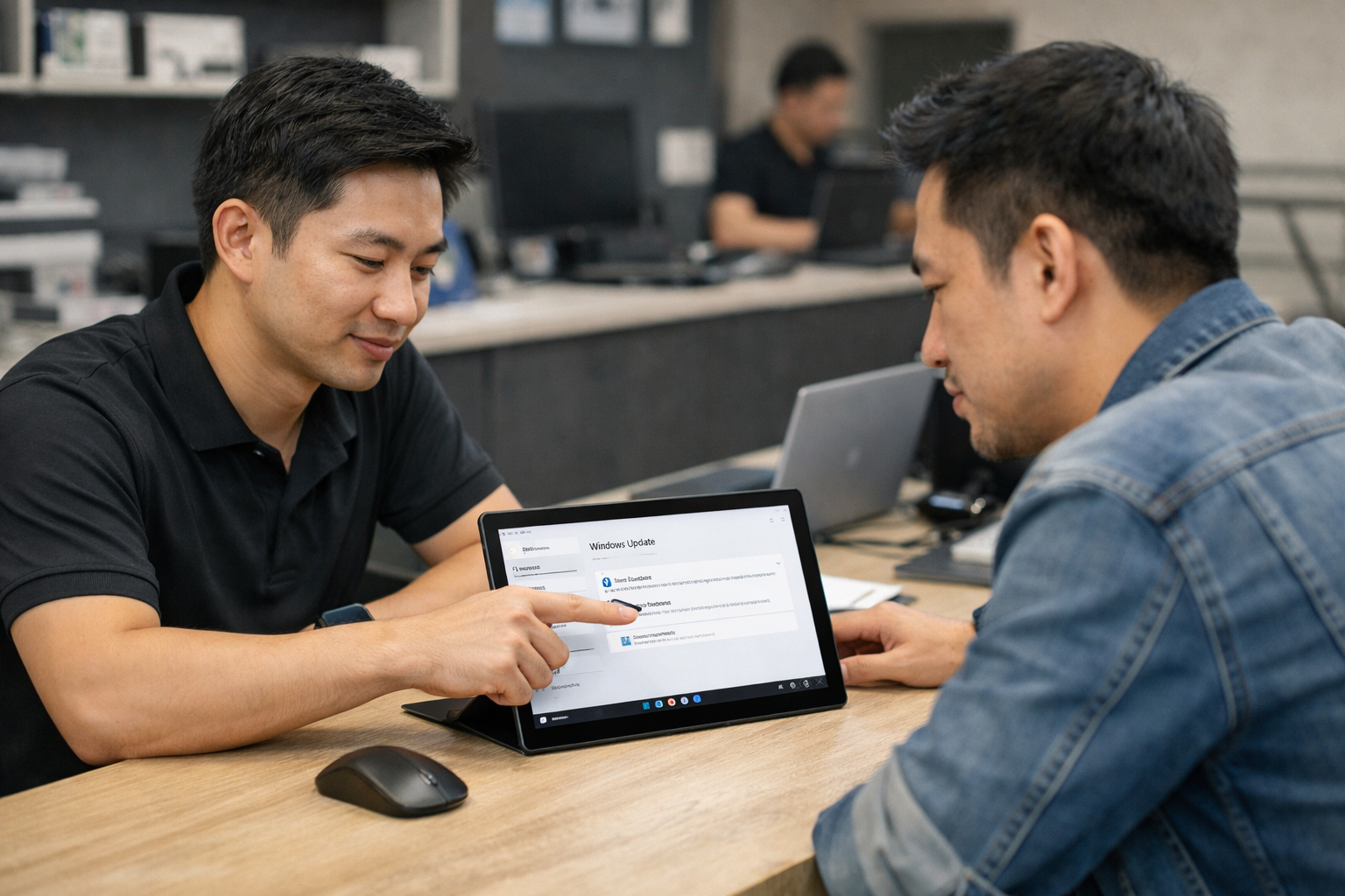 5 cách tắt update Windows Surface triệt để, cực nhanh 9 Nhân viên kỹ thuật tại Surface Plus đang kiểm tra và hỗ trợ phần mềm cho khách hàng