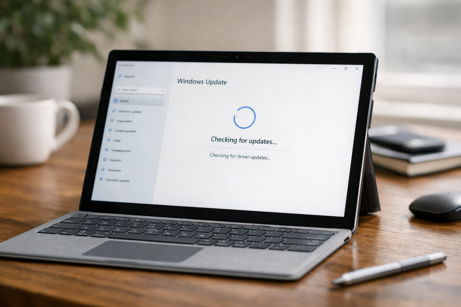 Màn hình Windows Update trên Surface Pro để kiểm tra driver mới tự động