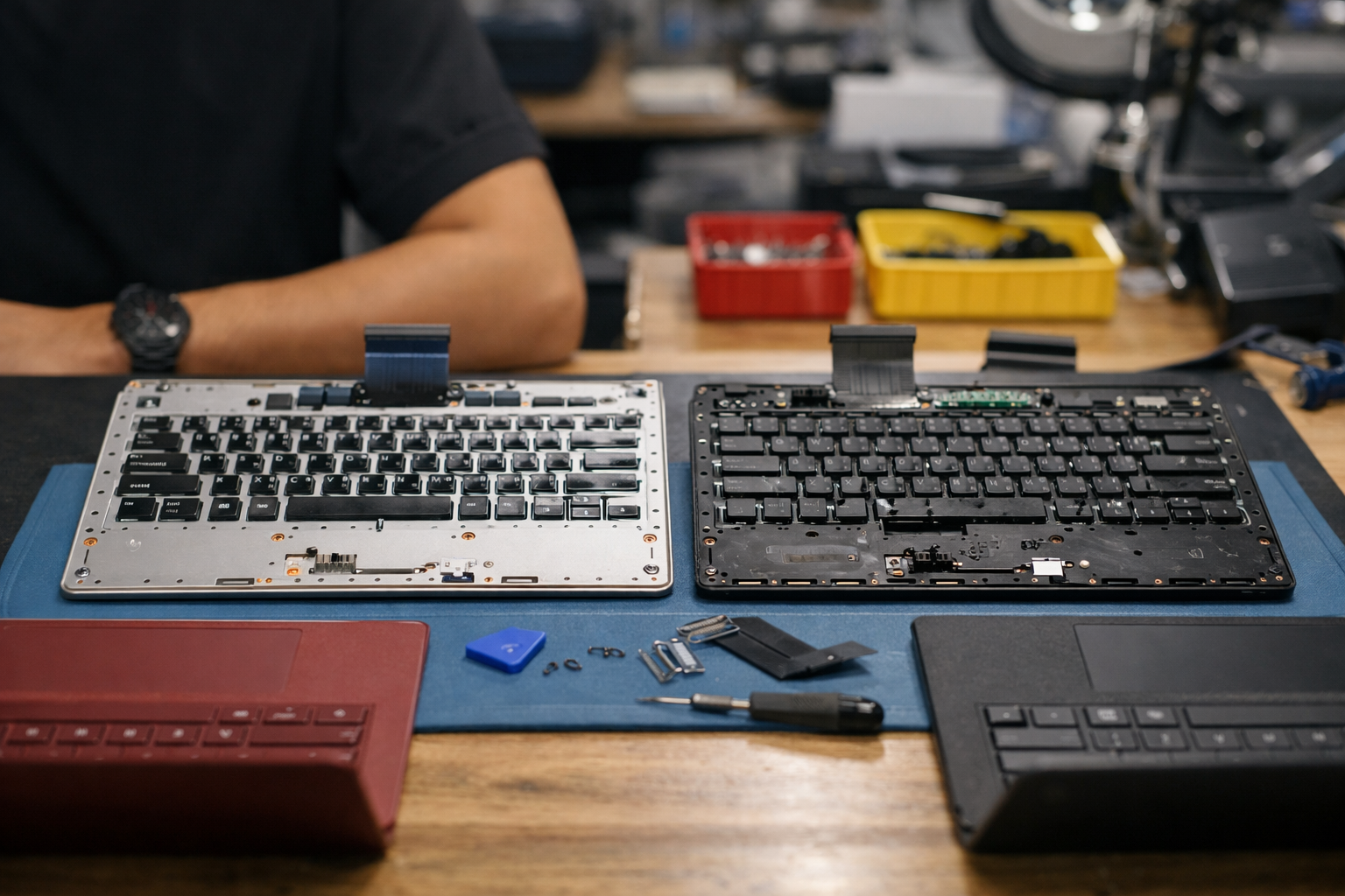 Thay bàn phím Surface Laptop 2 chính hãng tại Surface Plus 7 So sánh linh kiện bàn phím Surface Laptop 2 chính hãng và linh kiện thay thế kém chất lượng