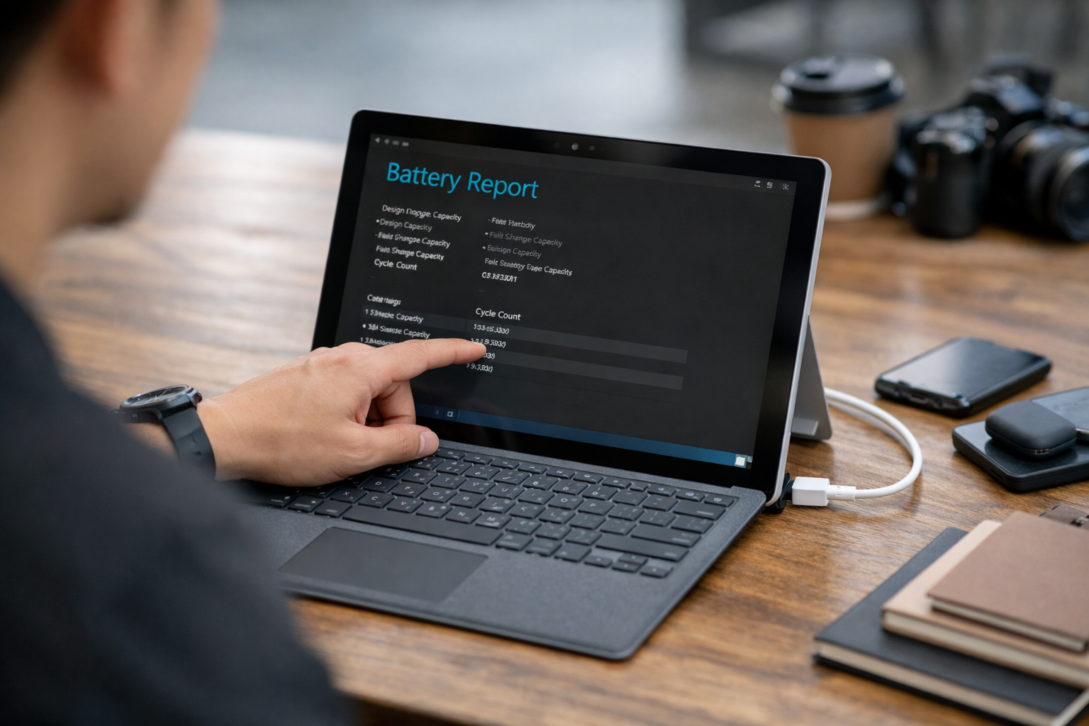 Cách xem thông số Battery Report trên Windows để biết độ chai pin thực tế của máy Surface trước khi mua