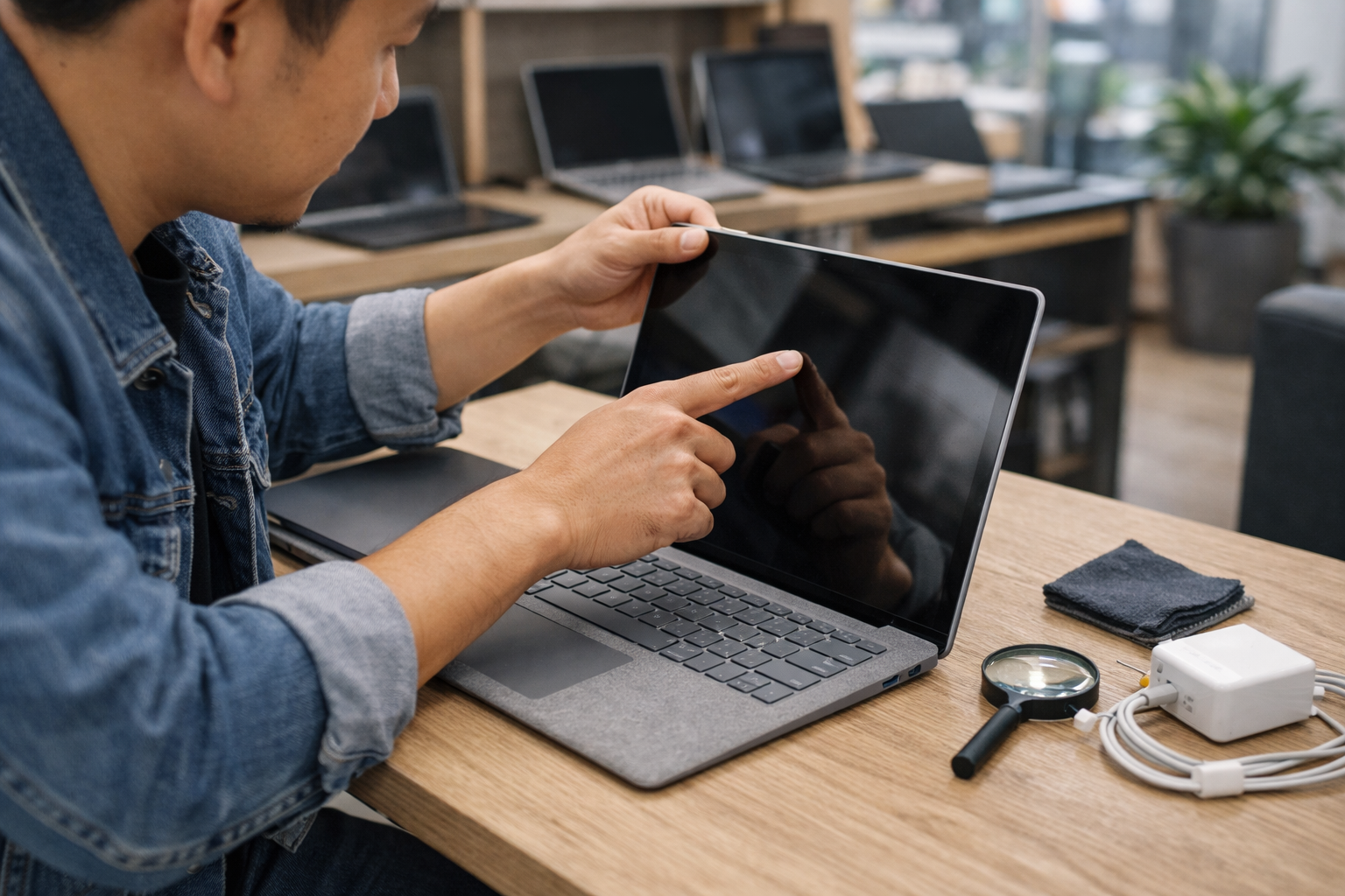 Mua Surface Laptop Cũ Hà Nội: Kinh Nghiệm & Địa Chỉ Uy Tín 8 Hướng dẫn kiểm tra vỏ máy và màn hình khi mua Surface Laptop cũ