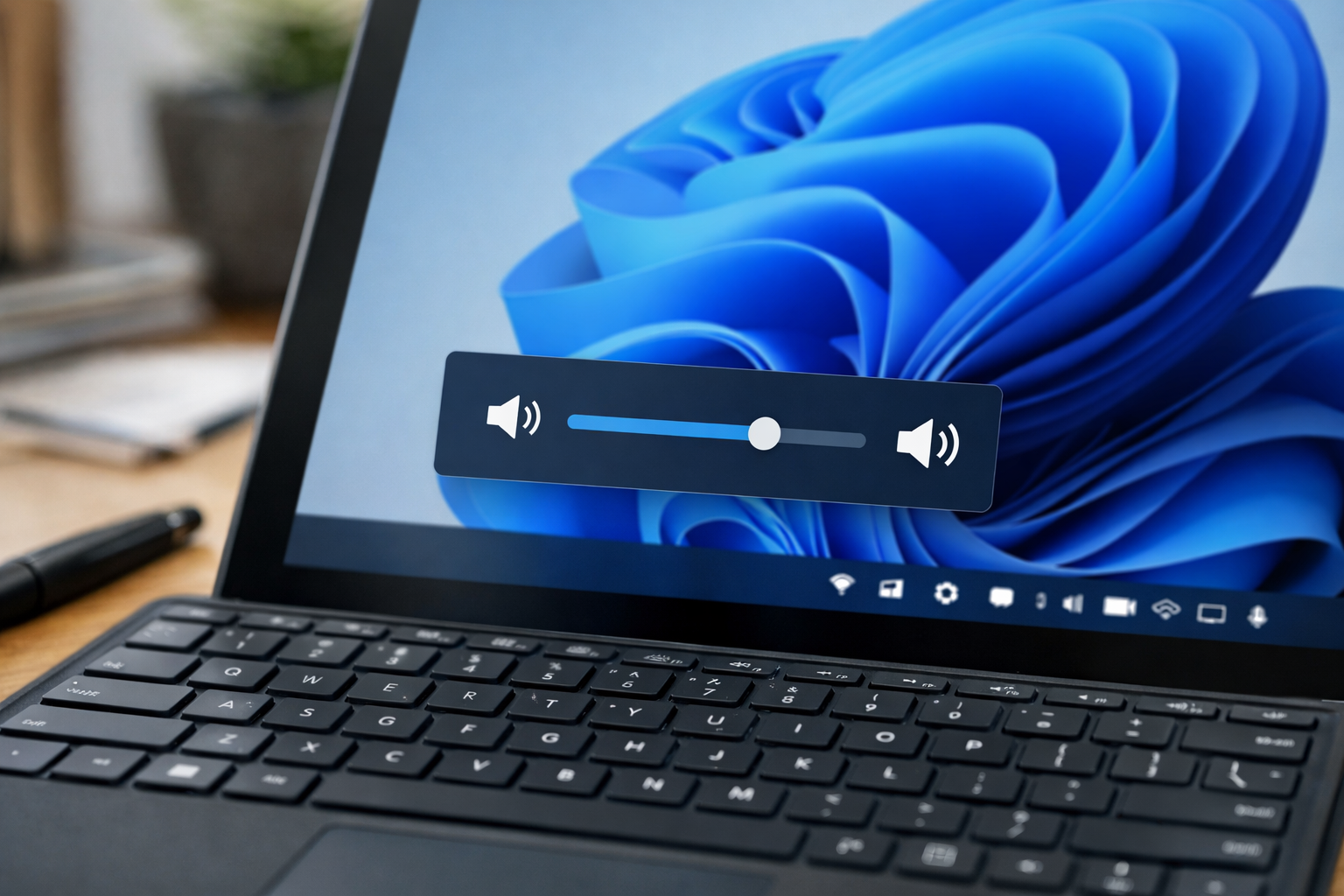 Sửa nút âm lượng Surface Pro không bấm được hiệu quả nhất 8 Giao diện điều chỉnh âm lượng trên màn hình Windows 11 của Surface Pro