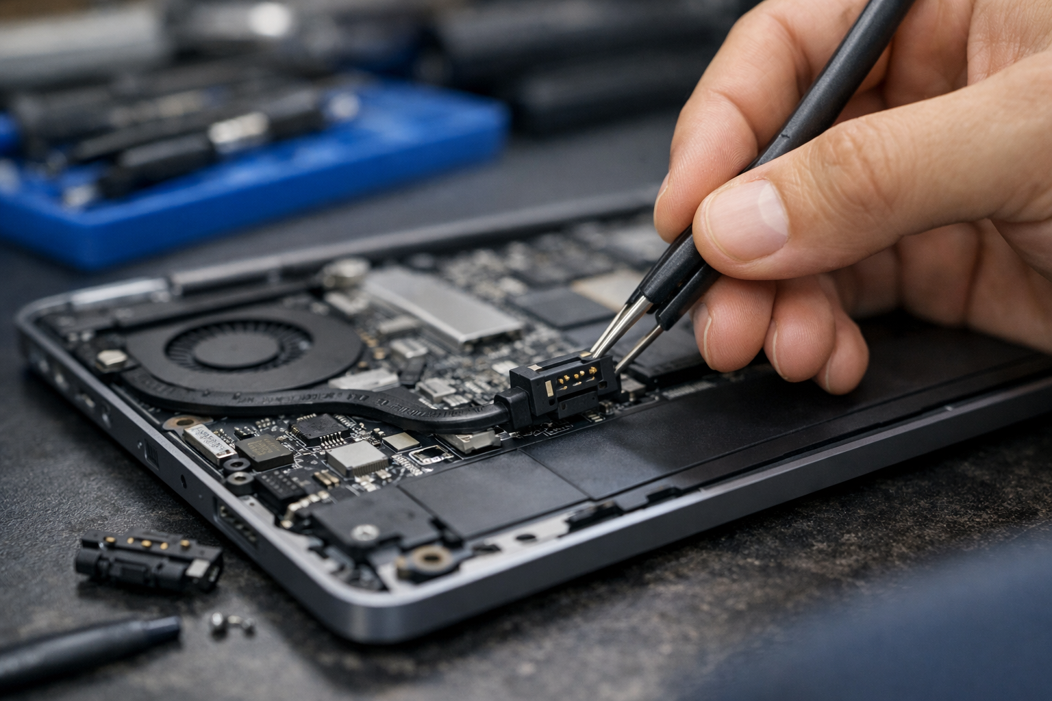 Thay chân sạc Surface Laptop chính hãng ở đâu uy tín tại Hà Nội? 8 Bên trong linh kiện Surface Laptop với chân sạc Connect chính hãng mới